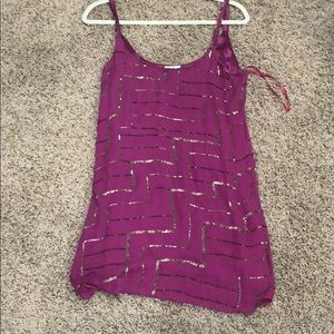 Fuchsia dress with gold sequins, size small